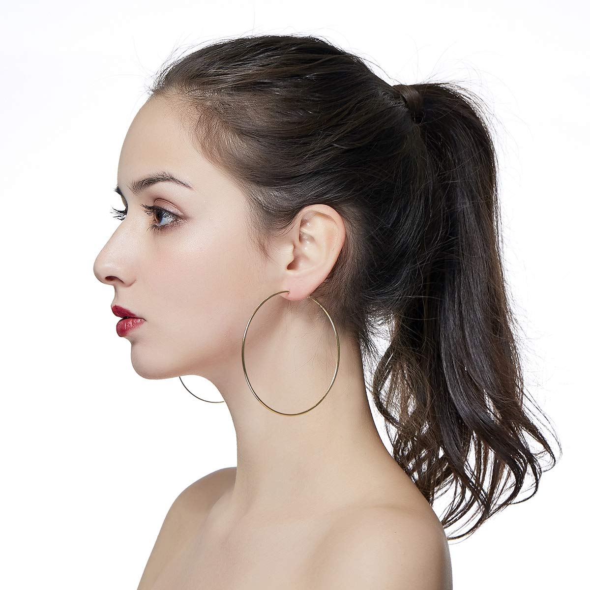 Hypoallergenic Extra Large Basketball Hoop Earrings for Women Men - Big Thin Hoop Earrings