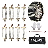 Snow Chains, Anti Slip, Emergency Tire Chains Suitable for Cars, Trucks, Pickup, SUVs with Tire Width of 165-205mm 8 Packs,M