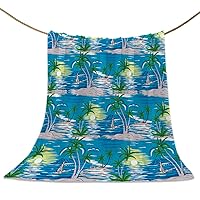 Blanket Summer Hawaii Beach Soft Breathable Throw Blankets Tropical Coconut Tree Warm Cozy Bedspread Decorative for Couch Bedroom All Seasons Use