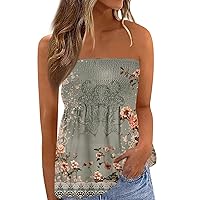 Crop Tops for Women Tube Tops Sexy Off The Shoulder Off Back Elastic Print Wrap Chest Slim T-Shirt Top