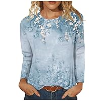 Womens Long Sleeve Blouses Round Neck Slim Fit Floral Shirts Tops Casual Fall Sweatshirt Fashion Winter Clothes