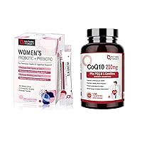 NATURE TARGET Probiotics Powder Supplement for Women & CoQ10-200mg with PQQ L-Carnitine & Omega-3s High Absorption