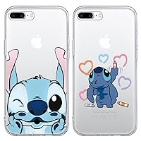 [2 Pack] Cute Case for iPhone 7 Plus/8 Plus Case, Cartoon Kawaii Aesthetic Cool Phone Cases Girly for Girls Boys Kids Women Clear Transparent Soft TPU Protective Cover Funda for iPhone 8 Plus 5.5