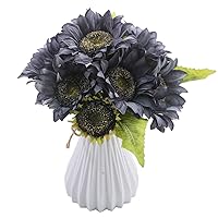 Large Silk Sunflower Floral Arrangement in White Vase for Home Wedding Decor (Blue)