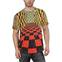 Men's Funny Checkered Short Sleeve T-Shirts, Checkerboard Graphic Tee