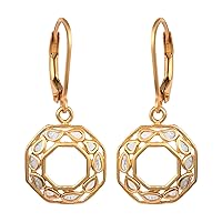 0.25 CTW Natural Polki Diamond Octillion Shape Lever Back Earrings in Vermeil Yellow Gold Over Sterling Silver