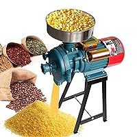 Wet Dry Cereals Grinder, Commercial Electric Heavy Duty Grain Mill, for Flour Rice Feed Coffee, with Funnel,Green