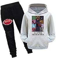 Child Hazbin Hotel Graphic Sweatshirts with Sweatpants,Lightweight Comfy Loose Fit Workout Sets 2 Piece Outfits