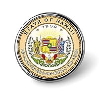 Coat of Arms of Hawaii Round Lapel Pin Tie Tack Cute Brooch Pin Badge for Men Women Hat Clothing Accessories