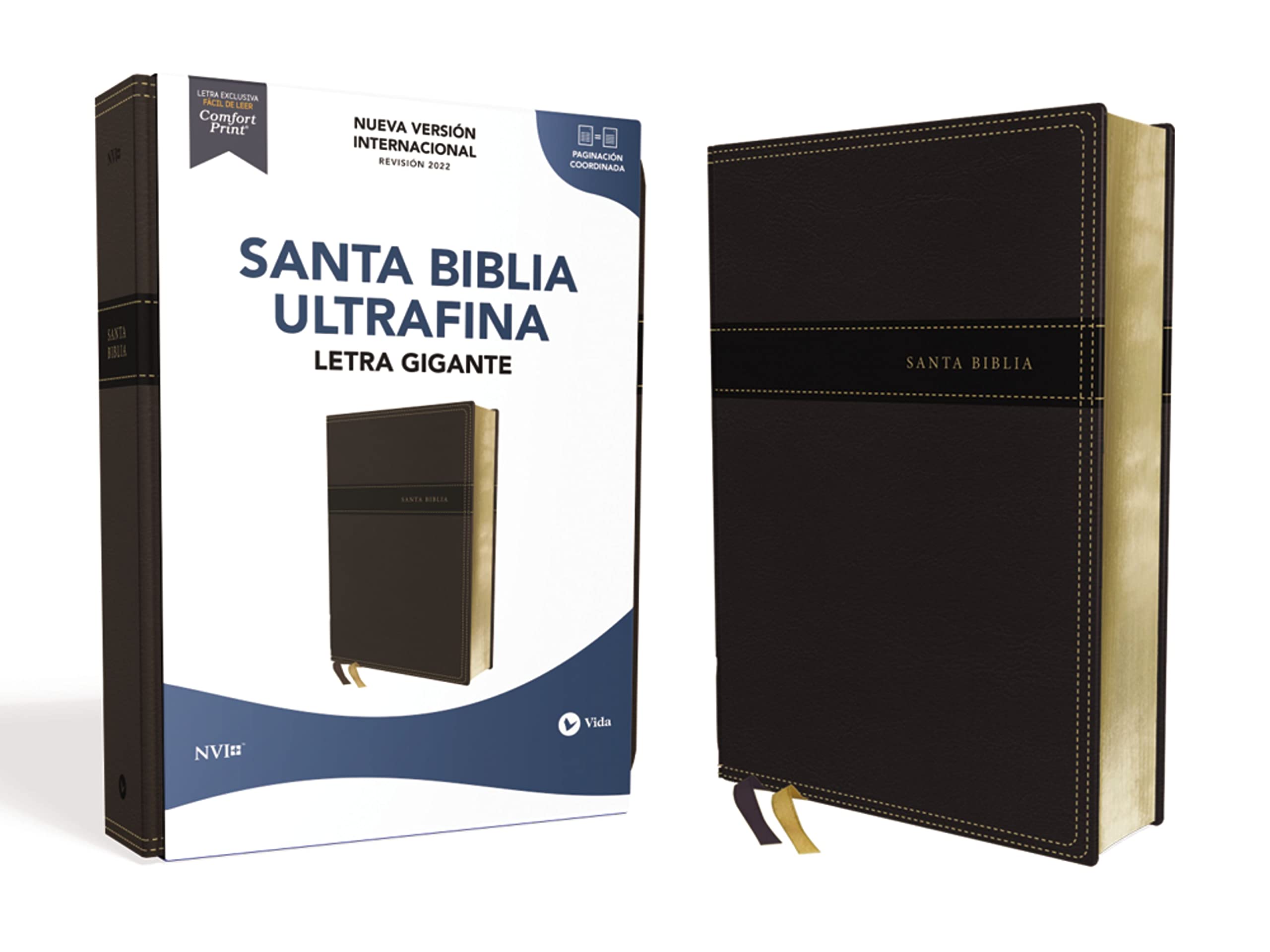 NVI, Santa Biblia, Texto revisado 2022, Ultrafina, Letra Gigante, Leathersoft, Negro, Palabras de Jesús en Rojo (Spanish Edition)