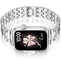 Vamyzji Compatible with Apple Watch Strap 41 mm 40 mm 38 mm, 42 mm 44 mm 45 mm 49 mm Metal Strap for Apple Watch Series 9 8 7 6 5 4 3 2 1 SE, Ultra, Ultra 2, Glitter Luxury Fashion Women's Metal