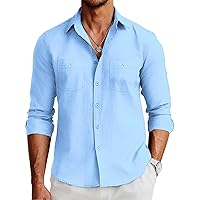 COOFANDY Mens 2024 Oxford Shirt Casual Button Down Shirts Long Sleeve Cotton Dress Shirts with Two Pockets
