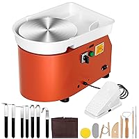 VIVOHOME 28CM 11Inch Large Electric Pottery Wheel Forming Machine Ceramic Clay Wheel with Foot Pedal Detachable Basin DIY Tools for Adults Beginners Orange