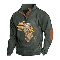 Mens Quarter Zip Pullover Sweatshirt Long Sleeve Outdoor Shirts Vintage Bull Head Print Western Sweatshirt for Men