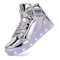Kids LED Light Up Shoes for Boys and Girls Cool USB Charging Flashing High-top Sneakers Child Unisex
