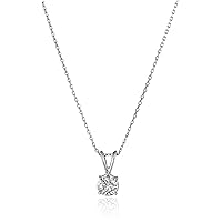 Amazon Collection 14k Gold Round-Cut Diamond Solitaire Pendant Necklace