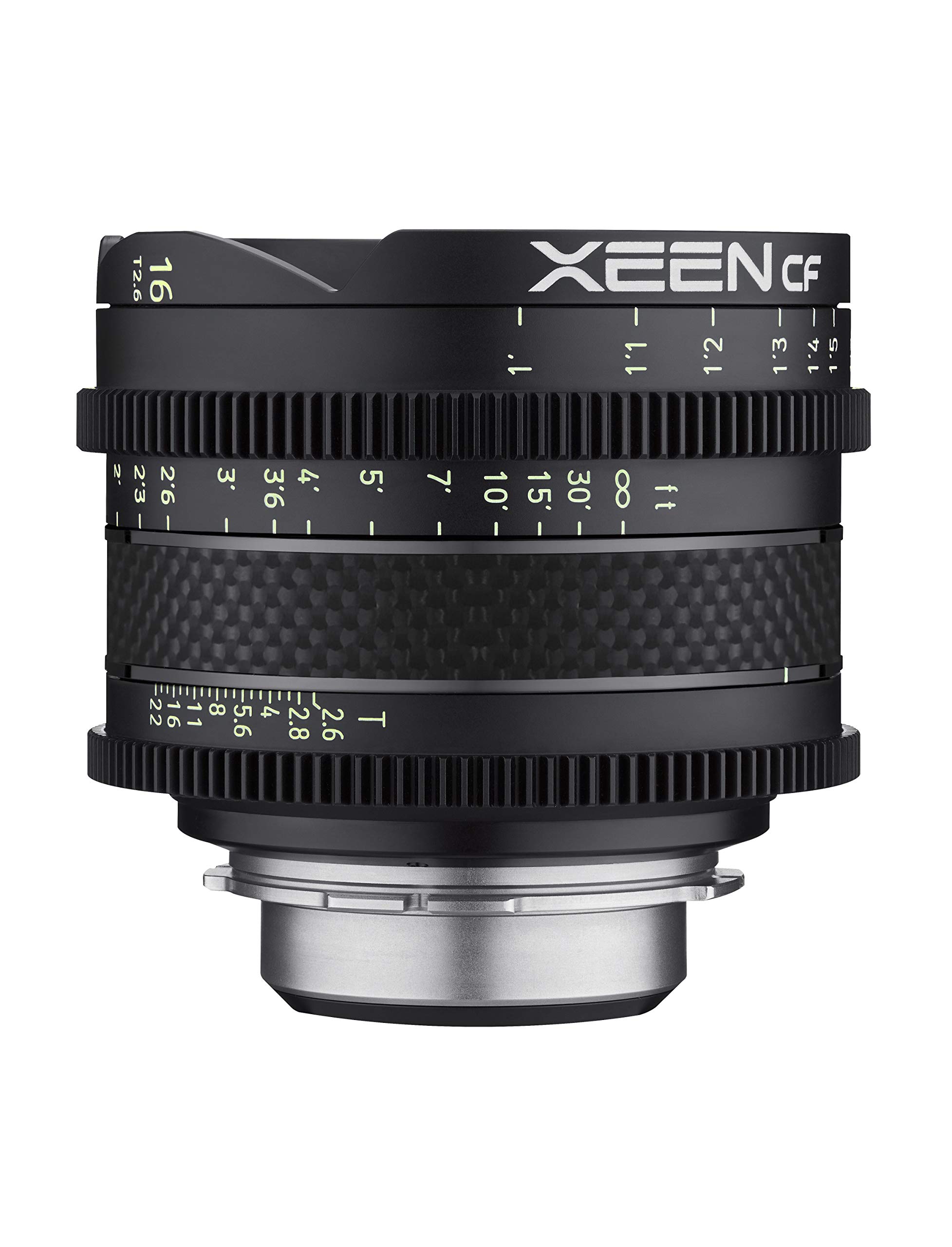Rokinon Xeen CF 16mm T2.6 Pro Cinema Wide Angle Lens with Carbon Fiber Construction & Luminous Markings for Canon EF Mount, CFX16-C, Black, Mid-Size
