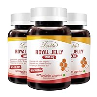Royal Jelly 1000 mg with 10-HDA, Natural Source of Trace Vitamins & Minerals, Supports Skin Health & Vitality, Vegan-Friendly, 60 Vegetarian Capsules (Pack of 3)