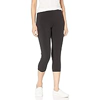 Hanes Women's Capri Leggings, Stretch Cotton-Spandex Leggings, High Waist Women's Sports Leggings, 22