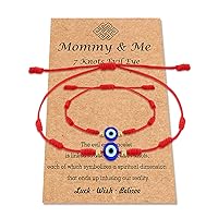 PPJew 7 Knot Evil Eye Bracelet Red String Bracelets Protection Mommy and Me Matching Bracelet Set Amulet for Women Girls/Boys