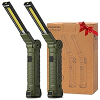 Coquimbo Tool Gifts for Men, Rechargeable LED Work Light Grill Light with Magnetic Base 5 Modes 360° Rotate (2Pack Green)