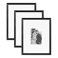 Kate and Laurel Adlynn Rectangle Picture Frame Set of 3, 11 x 14 matted to 5 x 7, Black, Modern Three-Piece Frame Set for Gallery Wall Frame Set in Living Room Wall Decor