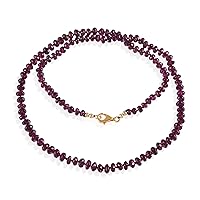 Purple Garnet Necklace for Women Faceted Rondelle Natural Gemstone Handmade Jewelry for Her - 50 CM