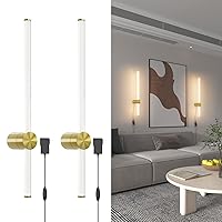 2-Pack Modern Plug in LED Wall Sconces Gold,18W 3000K Wall Light with Plug Dimmer 23.6 Inches Sconces Wall Lighting with Memory Function,Indoor Wall Lamp for TV Side Living Room Bedroom