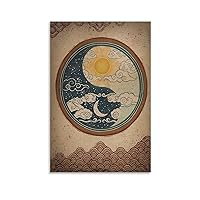 Oriental Style Decorative Art - Asian Decorative Wall - Moon And Sun Painting Zen Poster - Home Offi Canvas Painting Posters And Prints Wall Art Pictures for Living Room Bedroom Decor 08x12inch(20x30
