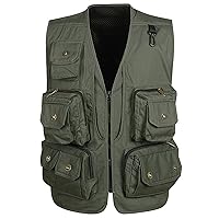 Flygo Men's Outdoor Work Utility Fishing Hunting Photography Travel Vest with Multiple Pockets