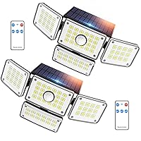 iMaihom Solar Outdoor Lights 6500K, 224 LED Light Solar Lights for Outside, 4 Adjustable Heads 3 Mode Solar Powered Outdoor Lights with Remote, IP65 Waterproof Solar Flood Lights for Yard Patio 2 Pack