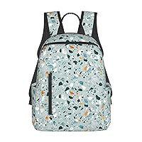 BREAUX Terrazzo Marble Pastel Print Large-Capacity Backpack, Simple And Lightweight Casual Backpack, Travel Backpacks