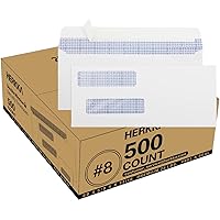 #8 Double Window Security Check Envelopes, No.8 Double Window Bussiness Envelopes Designed for QuickBooks Checks - Computer Printed Checks - 3 5/8 X 8 11/16 (NOT for INVOICES) - 24 LB - 500 PACK