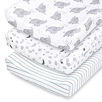 The Peanutshell Changing Pad Covers for Girls or Boys, Unisex 3 Pack, Celestial Elephant