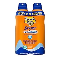 Sport Cool Zone SPF 30 Sunscreen Spray Twin Pack | Sport Sunscreen Spray SPF 30, Clear Sunscreen Spray, Banana Boat Sunscreen Spray SPF 30, Oxybenzone Free Sunscreen Pack, 6oz each