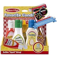 Melissa & Doug Favorite Condiments: Play Food Set Bundle with 1 Theme Compatible M&D Scratch Fun Mini-Pad (04317)