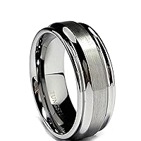 8MM High Polish/Matte Finish Men's Tungsten Ring Wedding Band Sizes 7 to 12