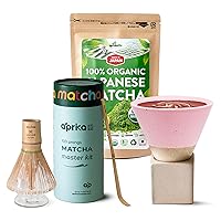 Japanese Matcha Green Tea 100g + Coffe/Tea Mug 200ml + Matcha Whisk Set by Aprika Life