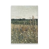 KUBAPIG Wildflower Field Vintage Painting Antique Landscape Canvas Poster Country Print Wall Art Pictures Farmhouse Living Room Decor,Nature,Flower (12 x18 (30 x45 cm), Unframed)