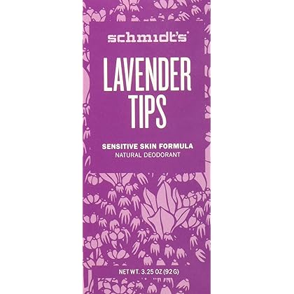 Schmidt's Natural Deodorant for Sensitive Skin - Lavender Tips, 3.25 ounces. Stick for Women and Men