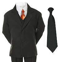Unotux 6pc Boys Suit with Satin Orange Necktie from Baby to Teen