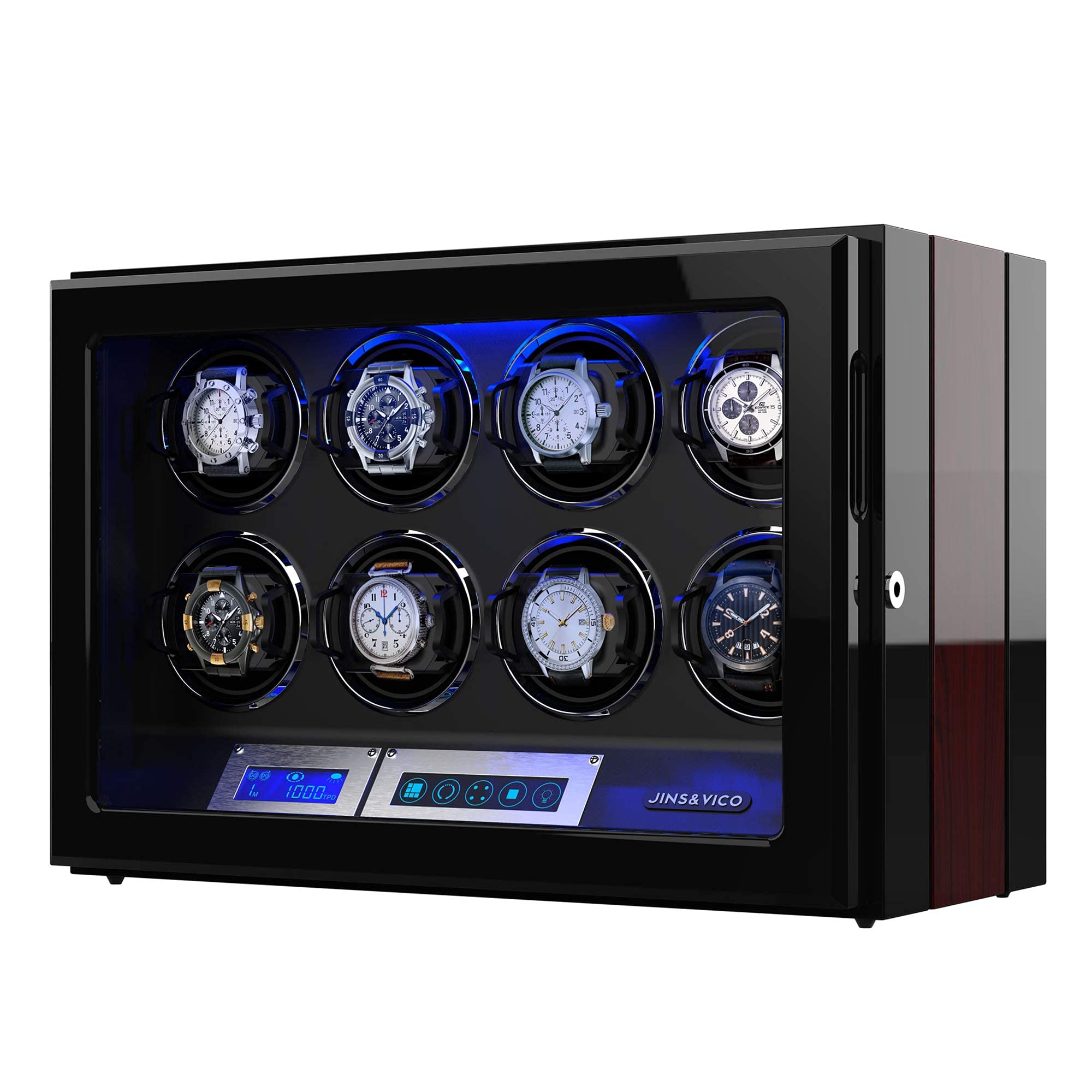 Watch Winder, Adjustable [Upgraded] Watch Pillows, 8 Winding Spaces Watch Winders for Automatic Watches, Built-in Illumination