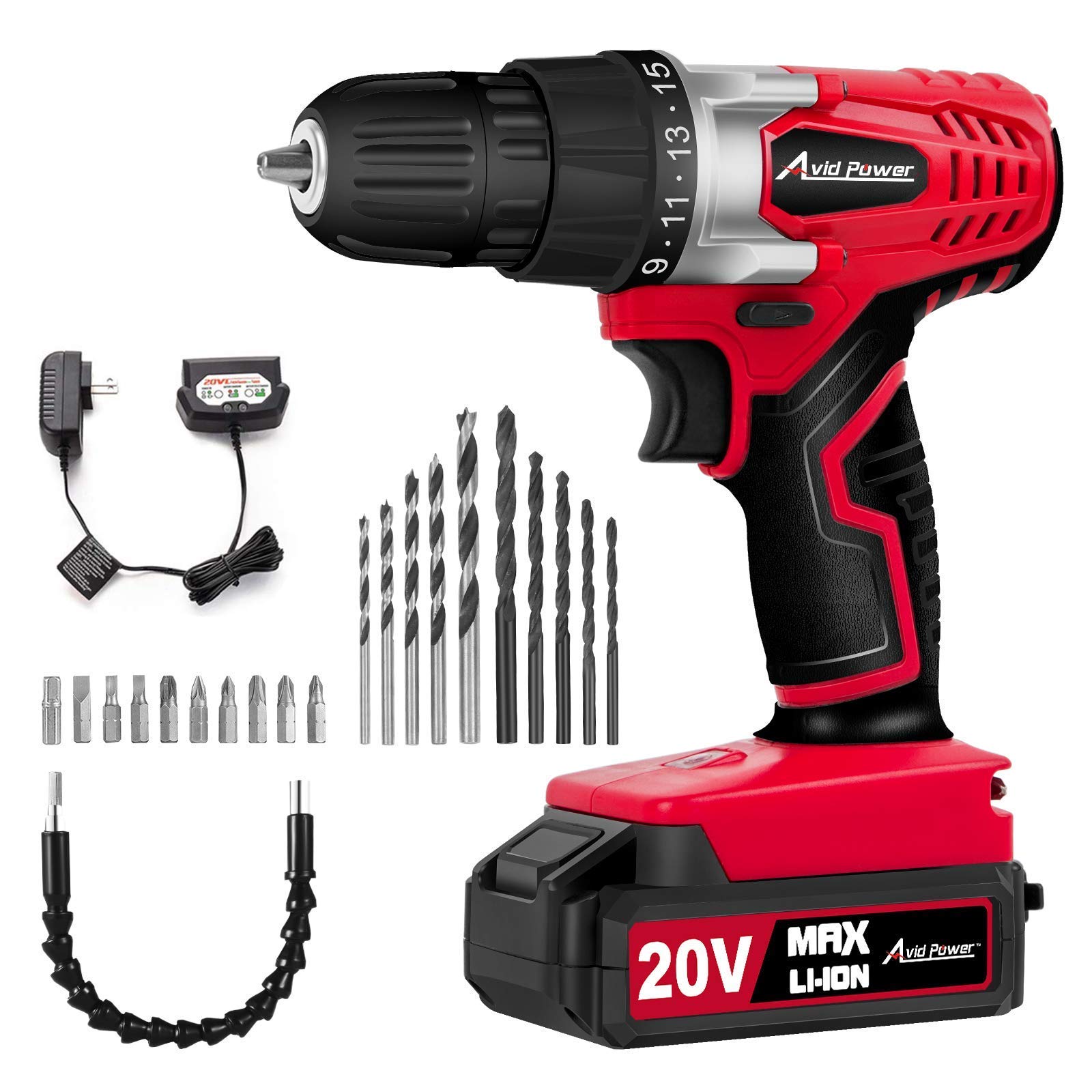 AVID POWER Tire Inflator Air Compressor Bundle with 20V Cordless Drill Set with 22pcs Drill Bits