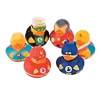 Fun Express Superhero Rubber Duckies (1 dz) Superhero Themed Party Favors, Character Toys, Rubber Duckies