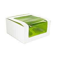 PacknWood Cupcake Box with Window, Holds 4 Cupcakes, 6.7 x 6.7 x 3.3