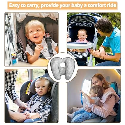 KAKIBLIN Baby Head Neck Support Pillow, 2 in 1 Banana Neck Pillow for Baby, Baby Travel Pillow for Stroller Neck Support for Newborn, Adjustable Head Pillow for Kids Toddler, Cloud