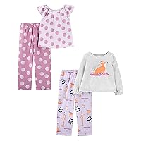 Girls' 4-Piece Poly Pajamas, Pack of 2
