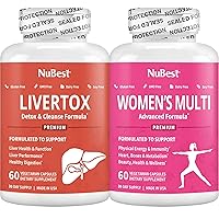 NuBest Bundle of LiverTox - Premium Liver Health Formula - Liver Cleanse, Detox & Repair and Women’s Multi 18+ - Support Immunity, Energy, Bones, Heart & Wellness