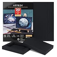 ARTEZA Black Sketch Paper Foldable Canvas Pad, Folded Size 5x6.6 Inches, 20 Sheets, DIY Frame, Acid-Free Heavyweight Paper 246lb/400GSM for Artists, Art Supplies for a Variety of Dry Media