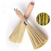 2Pack Traditional Natural Bamboo Wok Brushes , Kitchen Cleaning Brush, Bamboo Kitchen pan Brush, for Cleaning Dishes, Cast Iron Pots, Pans, Vegetables and Sink。